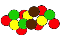 Seks røde, tre gule, tre grønne og to brune